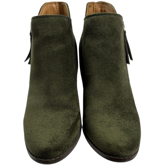 New Directions Olive Green Sarita 3” Wedge Booties Women 7.5 Vegan Suede Fall - Picture 11 of 12